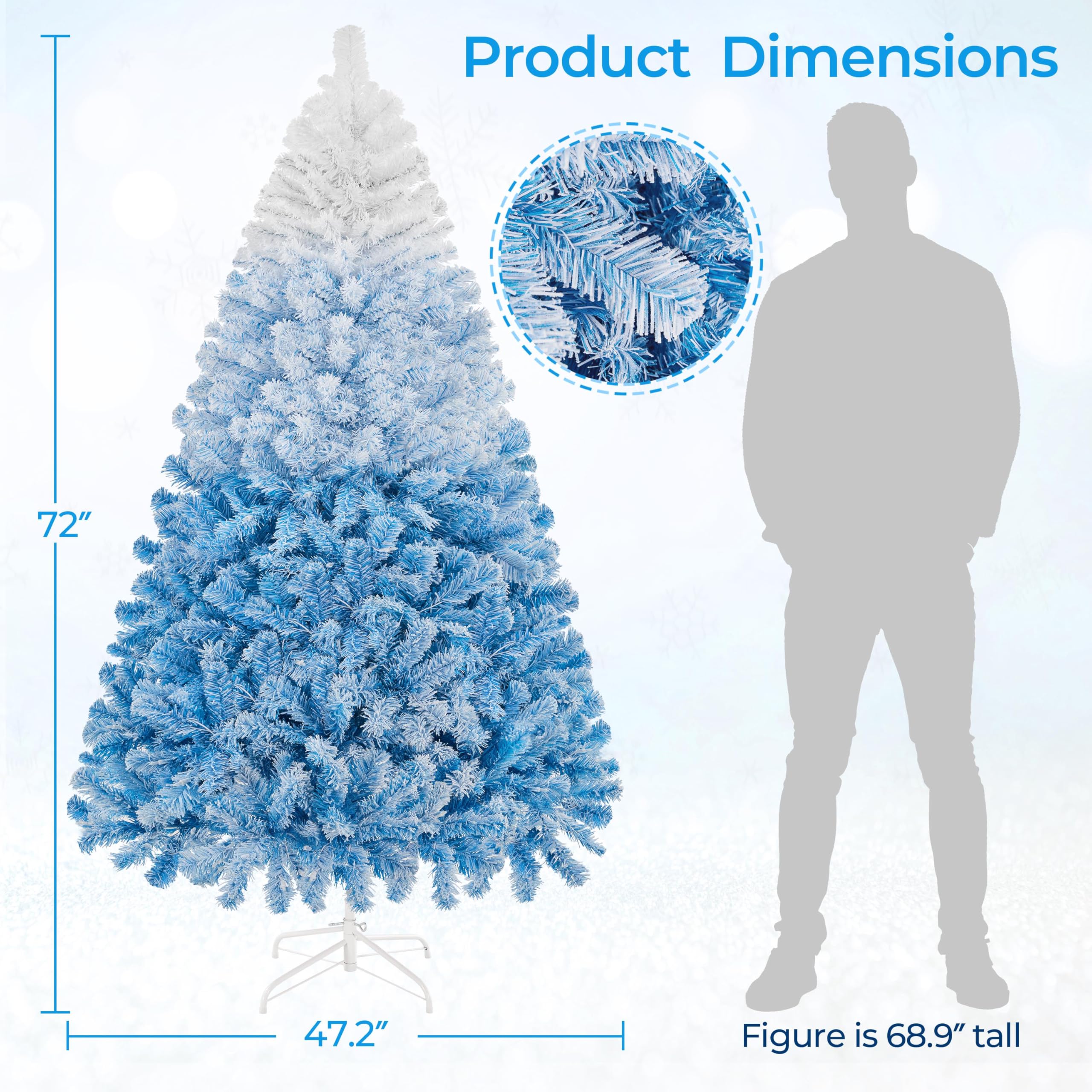 Yaheetech 6ft Pre-lit Artificial Christmas Tree with 250 Incandescent Warm White Lights, Snow Flocked Full Prelighted Xmas Tree
